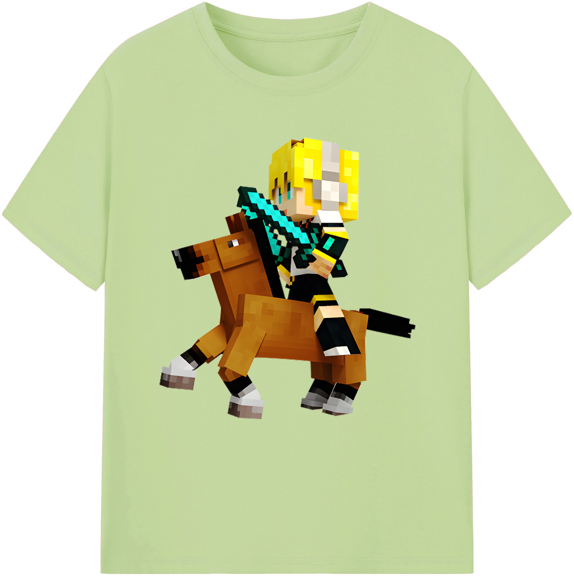 （画像用） マインクラフト ブロックの世界 Minecraft MC Block world 綿100％半袖Tシャツ（フロントプリント）